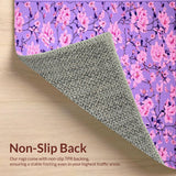 Ultra Soft Area Rug, Non Slip, Stain Resistant, Washable Area Rugs for Living Room, Bedroom, Rustic Purple and Pink Flourish(Purple)