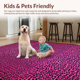 Ultra Soft Area Rug, Non Slip, Stain Resistant, Washable Area Rugs for Living Room, Bedroom, Stylish Black and White Zebra Flair(Pink)