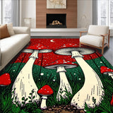 Ultra Soft Area Rug, Non Slip, Stain Resistant, Washable Area Rugs for Living Room, Bedroom, Enchanting Colorful Fungi Artwork(Red)