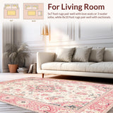 Ultra Soft Area Rug, Non Slip, Stain Resistant, Washable Area Rugs for Living Room, Bedroom, Contemporary Floral Infusion Style(White)