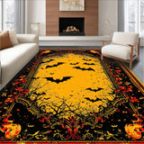 Ultra Soft Area Rug, Non Slip, Stain Resistant, Washable Area Rugs for Living Room, Bedroom, Contemporary Monochrome Bat Pattern(Orange)