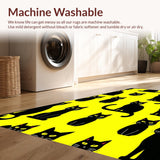 Ultra Soft Area Rug, Non Slip, Stain Resistant, Washable Area Rugs for Living Room, Bedroom, Trendy Graphic Cat Silhouette(Yellow)