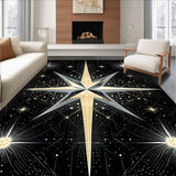 Ultra Soft Area Rug, Non Slip, Stain Resistant, Washable Area Rugs for Living Room, Bedroom, Trendy Cosmic Linear Arrangement(Gold)