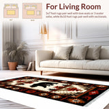 Ultra Soft Area Rug, Non Slip, Stain Resistant, Washable Area Rugs for Living Room, Bedroom, Cozy Earth Tones Bear Design(Red)