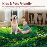 Ultra Soft Area Rug, Non Slip, Stain Resistant, Washable Area Rugs for Living Room, Bedroom, Whimsical Green Leaf Design(Green)