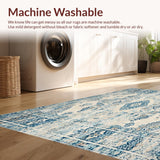 Ultra Soft Area Rug, Non Slip, Stain Resistant, Washable Area Rugs for Living Room, Bedroom, Chic Vintage Boho Area Neutral Beige Blue(Beige)