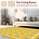 Ultra Soft Area Rug, Non Slip, Stain Resistant, Washable Area Rugs for Living Room, Bedroom, Stylish Black and Brown Pattern(Yellow)