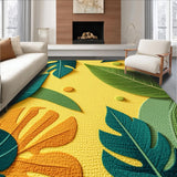 Ultra Soft Area Rug, Non Slip, Stain Resistant, Washable Area Rugs for Living Room, Bedroom, Tropical Monstera Bathroom Rug for Kids Rooms(Yellow)