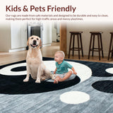 Ultra Soft Area Rug, Non Slip, Stain Resistant, Washable Area Rugs for Living Room, Bedroom, Modern Yin-Yang Patterned Delight(Black)