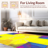 Ultra Soft Area Rug, Non Slip, Stain Resistant, Washable Area Rugs for Living Room, Bedroom, Vibrant Abstract Sunburst Motif(Yellow)