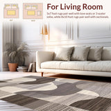 Ultra Soft Area Rug, Non Slip, Stain Resistant, Washable Area Rugs for Living Room, Bedroom, Chic Modern Earthy Tones Composition(Gray)