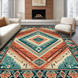 Ultra Soft Area Rug, Non Slip, Stain Resistant, Washable Area Rugs for Living Room, Bedroom, Contemporary Geometric Pattern Fusion(Red)