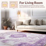 Ultra Soft Area Rug, Non Slip, Stain Resistant, Washable Area Rugs for Living Room, Bedroom, Whimsical Lavender Diamond Composition(Purple)