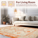 Ultra Soft Area Rug, Non Slip, Stain Resistant, Washable Area Rugs for Living Room, Bedroom, Contemporary Southwest Cultural Touch(Orange)