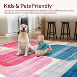 Ultra Soft Area Rug, Non Slip, Stain Resistant, Washable Area Rugs for Living Room, Bedroom, Chic Modern Soft Pastel Design(Pink)