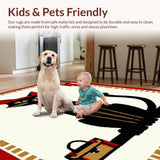 Ultra Soft Area Rug, Non Slip, Stain Resistant, Washable Area Rugs for Living Room, Bedroom, Whimsical Cowboy Cat Artistry(Black)