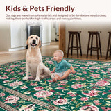 Ultra Soft Area Rug, Non Slip, Stain Resistant, Washable Area Rugs for Living Room, Bedroom, Bright Nature-Inspired Geometric Composition(Green)