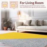 Ultra Soft Area Rug, Non Slip, Stain Resistant, Washable Area Rugs for Living Room, Bedroom, Machine Washable Yellow Grey Rug for Contemporary Spaces(Yellow)