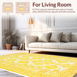Ultra Soft Area Rug, Non Slip, Stain Resistant, Washable Area Rugs for Living Room, Bedroom, Rustic Cozy Modern Motif(Yellow)