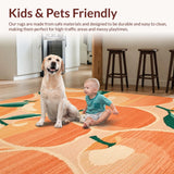 Ultra Soft Area Rug, Non Slip, Stain Resistant, Washable Area Rugs for Living Room, Bedroom, Contemporary Coral Textured Flair(Orange)