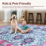 Ultra Soft Area Rug, Non Slip, Stain Resistant, Washable Area Rugs for Living Room, Bedroom, Enchanting Vintage Symmetrical Patterns(Blue)