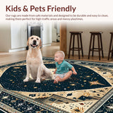 Ultra Soft Area Rug, Non Slip, Stain Resistant, Washable Area Rugs for Living Room, Bedroom, Mystical Crescent Stellar Aesthetic(Blue)