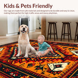 Ultra Soft Area Rug, Non Slip, Stain Resistant, Washable Area Rugs for Living Room, Bedroom, Red Orange Tribal Entryway Non-Slip Carpet(Red)