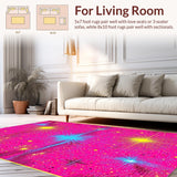 Ultra Soft Area Rug, Non Slip, Stain Resistant, Washable Area Rugs for Living Room, Bedroom, Contemporary Colorful Organic Swirls(Pink)