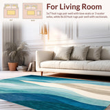 Ultra Soft Area Rug, Non Slip, Stain Resistant, Washable Area Rugs for Living Room, Bedroom, Tranquil Oasis Scatter Abstract Ocean Wave Area(Blue)