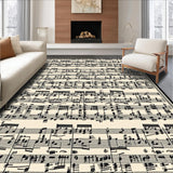 Ultra Soft Area Rug, Non Slip, Stain Resistant, Washable Area Rugs for Living Room, Bedroom, Classic Black Note Artistry Theme(Black)