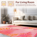 Ultra Soft Area Rug, Non Slip, Stain Resistant, Washable Area Rugs for Living Room, Bedroom, Sophisticated Colorful Nature Pattern(Pink)
