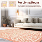 Ultra Soft Area Rug, Non Slip, Stain Resistant, Washable Area Rugs for Living Room, Bedroom, Chic Pastel Lattice Geometric Design(Orange)