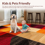 Ultra Soft Area Rug, Non Slip, Stain Resistant, Washable Area Rugs for Living Room, Bedroom, Abstract Geometric Burnt Orange Living Room Floor Rug(Red)