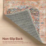 Ultra Soft Area Rug, Non Slip, Stain Resistant, Washable Area Rugs for Living Room, Bedroom, Ultra Soft Washable Carpet, Faded Traditional Medallion Pattern(Orange)