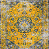Ultra Soft Area Rug, Non Slip, Stain Resistant, Washable Area Rugs for Living Room, Bedroom, Elegant Vintage Medallion Aesthetic(Yellow)