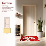 Ultra Soft Area Rug, Non Slip, Stain Resistant, Washable Area Rugs for Living Room, Bedroom, Luxurious Asian Inspired Decor(Red)