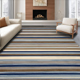 Ultra Soft Area Rug, Non Slip, Stain Resistant, Washable Area Rugs for Living Room, Bedroom, Eclectic Multi-Hued Striped Aesthetic(Brown)