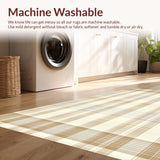 Ultra Soft Area Rug, Non Slip, Stain Resistant, Washable Area Rugs for Living Room, Bedroom, Sophisticated Beige Check Patterned Area with Tan and Off White Lines(Beige)