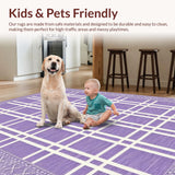 Ultra Soft Area Rug, Non Slip, Stain Resistant, Washable Area Rugs for Living Room, Bedroom, Contemporary Abstract Lattice Style(Purple)