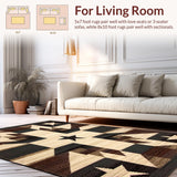 Ultra Soft Area Rug, Non Slip, Stain Resistant, Washable Area Rugs for Living Room, Bedroom, Americana Inspired Earthy Tones(Beige)