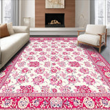 Ultra Soft Area Rug, Non Slip, Stain Resistant, Washable Area Rugs for Living Room, Bedroom, Contemporary Cheerful Blossom Palette(Red)