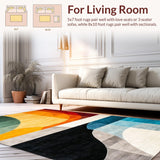 Ultra Soft Area Rug, Non Slip, Stain Resistant, Washable Area Rugs for Living Room, Bedroom, Contemporary Linear Layered Aesthetics(Yellow)