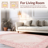 Ultra Soft Area Rug, Non Slip, Stain Resistant, Washable Area Rugs for Living Room, Bedroom, Scalloped Edge Bow Motif Rug with Coquette Ribbon Pattern and Preppy Charm(Pink)