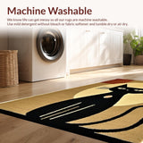 Ultra Soft Area Rug, Non Slip, Stain Resistant, Washable Area Rugs for Living Room, Bedroom, Charming Playful Feline Artwork(Beige)