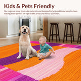 Ultra Soft Area Rug, Non Slip, Stain Resistant, Washable Area Rugs for Living Room, Bedroom, Colorful Contemporary Ethnic Fusion(Orange)