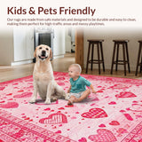 Ultra Soft Area Rug, Non Slip, Stain Resistant, Washable Area Rugs for Living Room, Bedroom, Cohesive Soft-Cornered Design(Pink)
