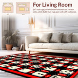 Ultra Soft Area Rug, Non Slip, Stain Resistant, Washable Area Rugs for Living Room, Bedroom, Dynamic Red and Black Scheme(Red)