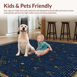 Ultra Soft Area Rug, Non Slip, Stain Resistant, Washable Area Rugs for Living Room, Bedroom, Geometric Spotted Area for Kitchen(Blue)