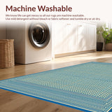 Ultra Soft Area Rug, Non Slip, Stain Resistant, Washable Area Rugs for Living Room, Bedroom, Vibrant Symmetrical Modern Elements(Blue)