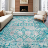 Ultra Soft Area Rug, Non Slip, Stain Resistant, Washable Area Rugs for Living Room, Bedroom, Modern Abstract Blue Tones Design(Gray)